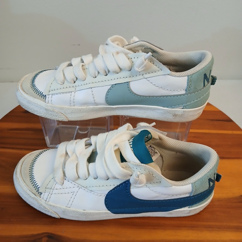 Nike Blazer Low 77 Jumbo Womens 7.5 White Blue Running Shoes Sneakers DQ1470-106